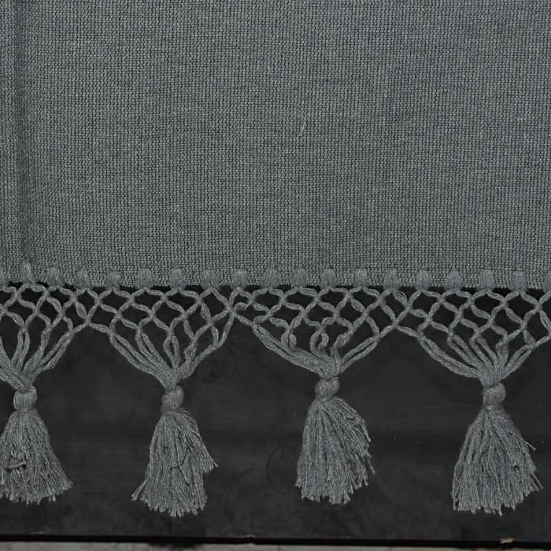 Colcha Color Gris Acero 100% Algodón Hecha a Mano Fleco