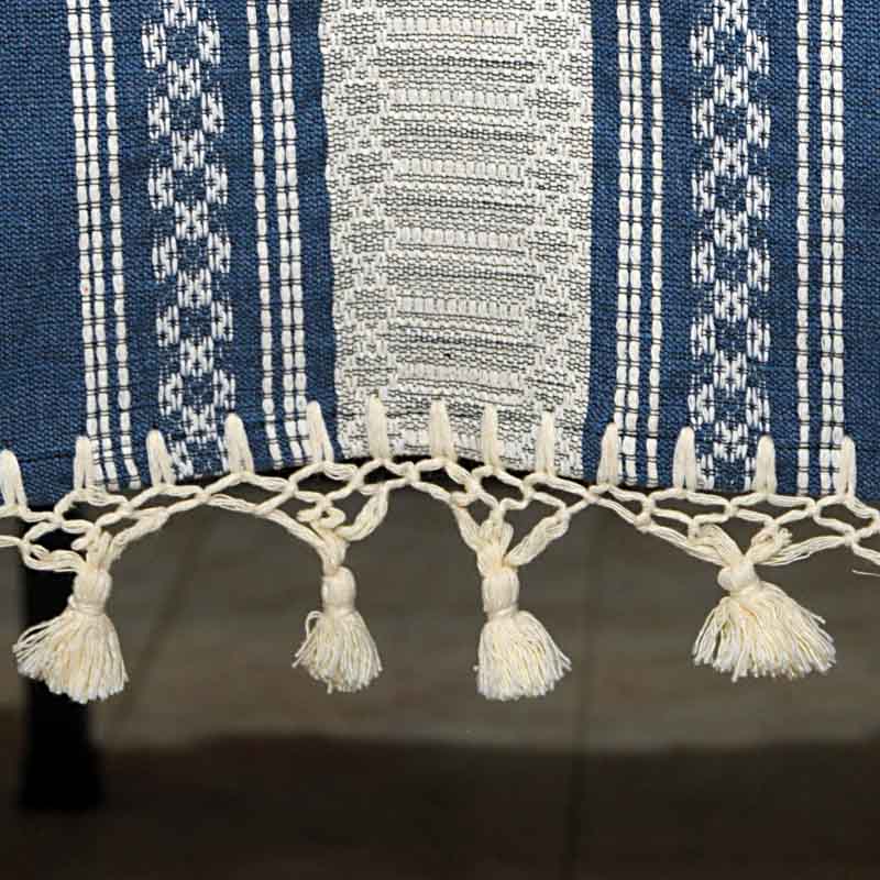 Camino de Mesa Color Azul Palo 100% Algodón Hecho a Mano. Fleco.