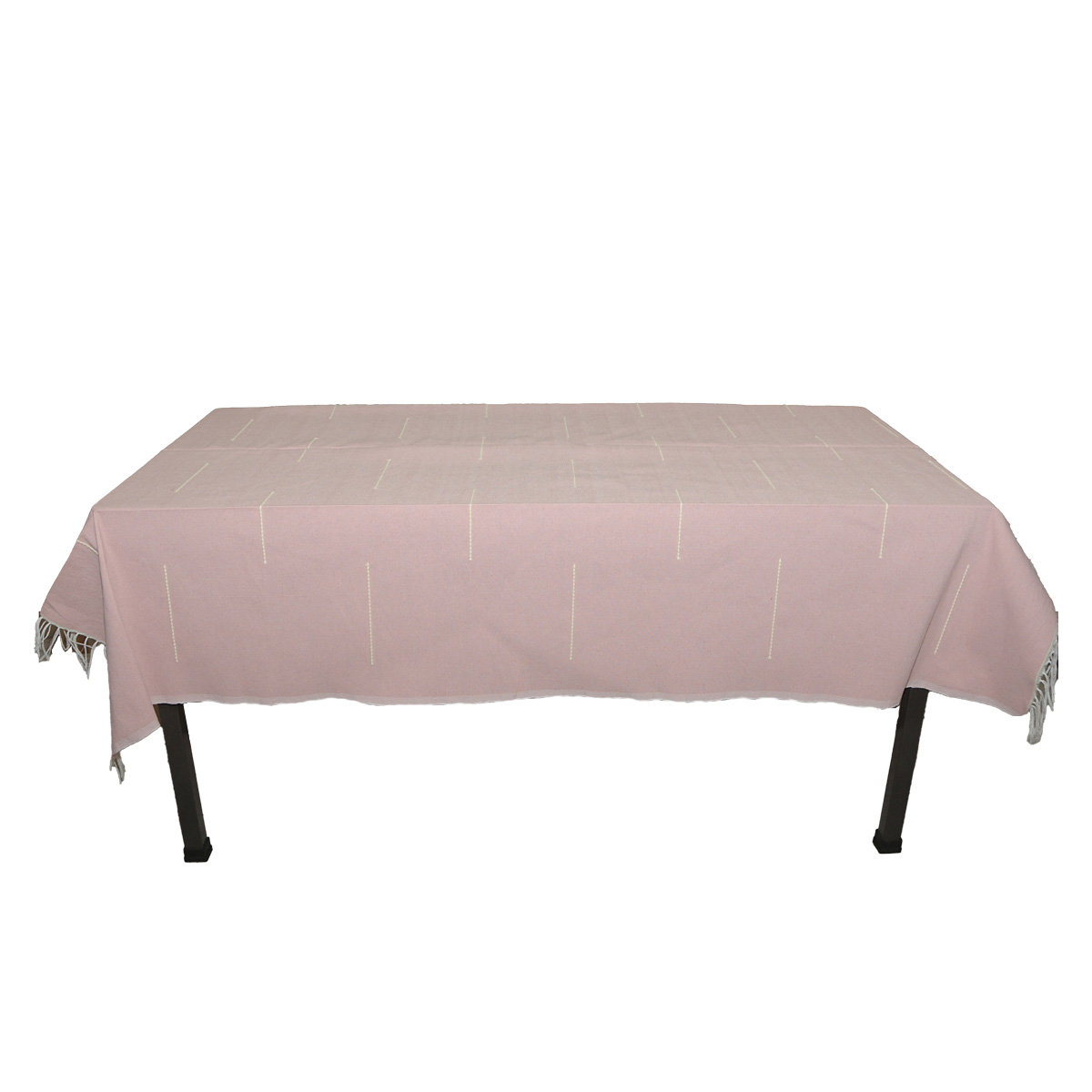 Mantel Rectangular Color Rosa Palo Tejido Escalera 100 % algodón Hecho a Mano.