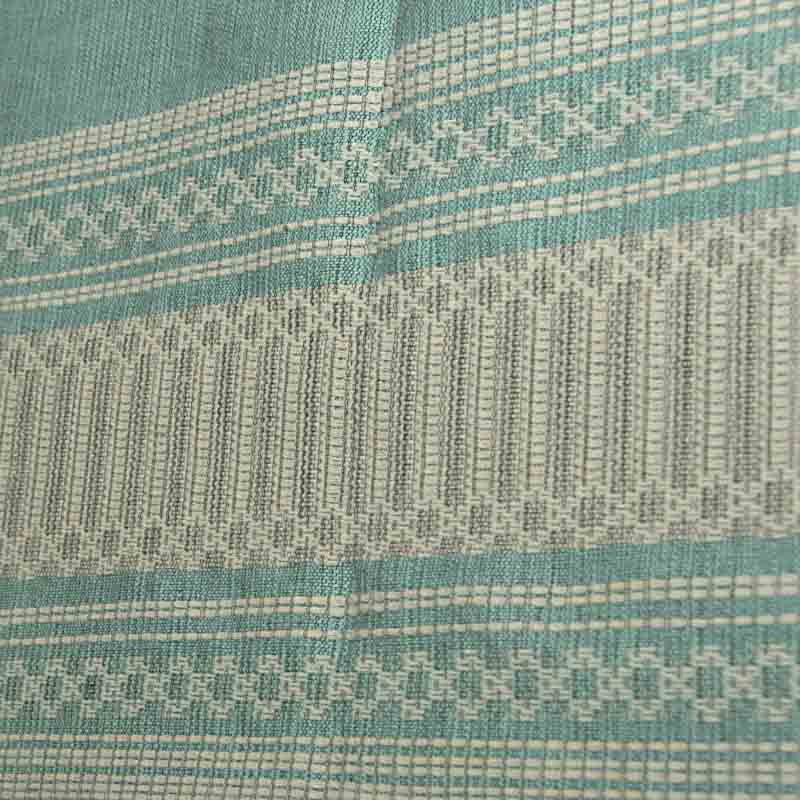 Colcha Franjas Color Menta 100% Algodón Hecha a Mano. Detalle.