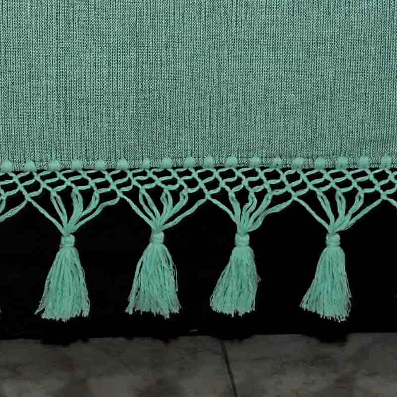 Colcha Franjas Color Menta 100% Algodón Hecha a Mano. Fleco.