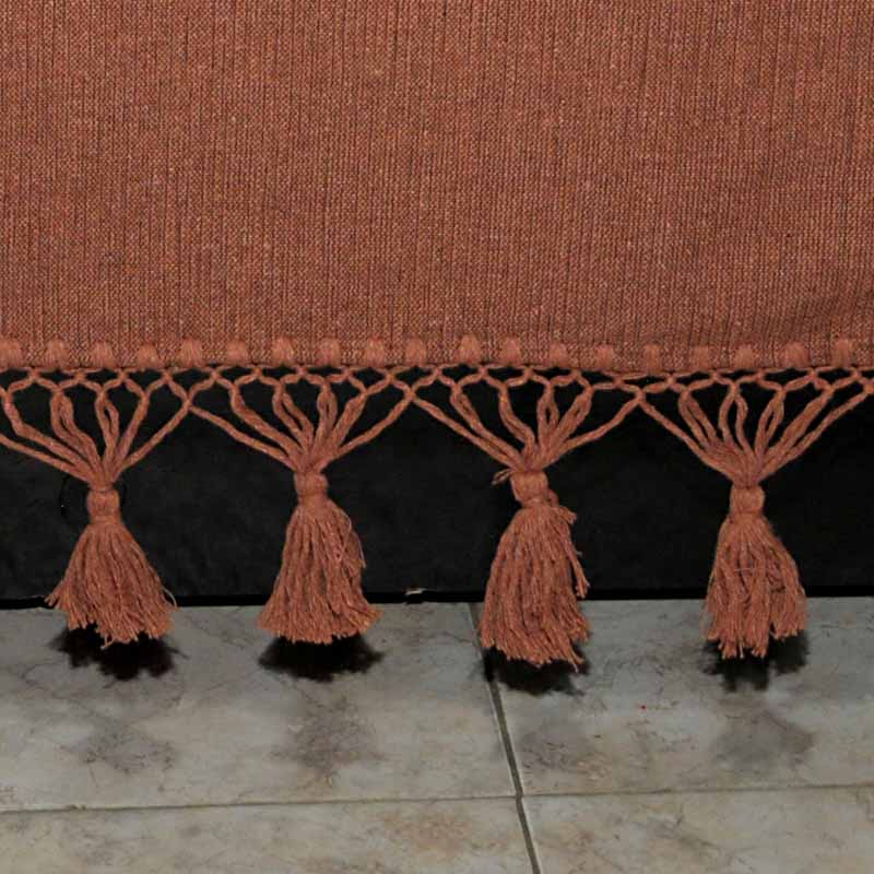 Colcha Franjas Color Canela 100% Algodón Hecha a Mano. Fleco.