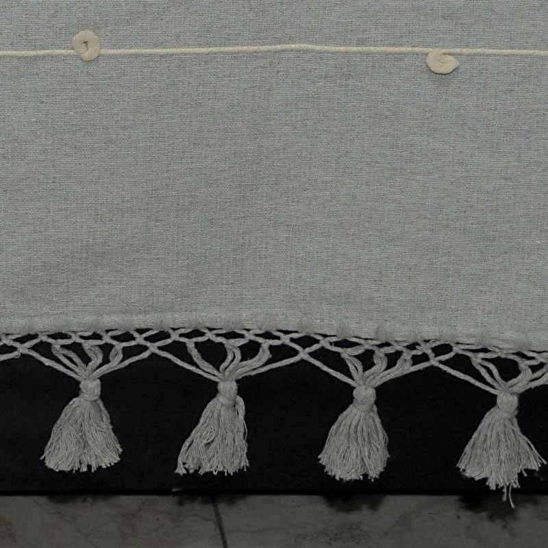 Colcha Franjas Color Gris Gis GN 100% Algodón. Hecha a Mano. Fleco.