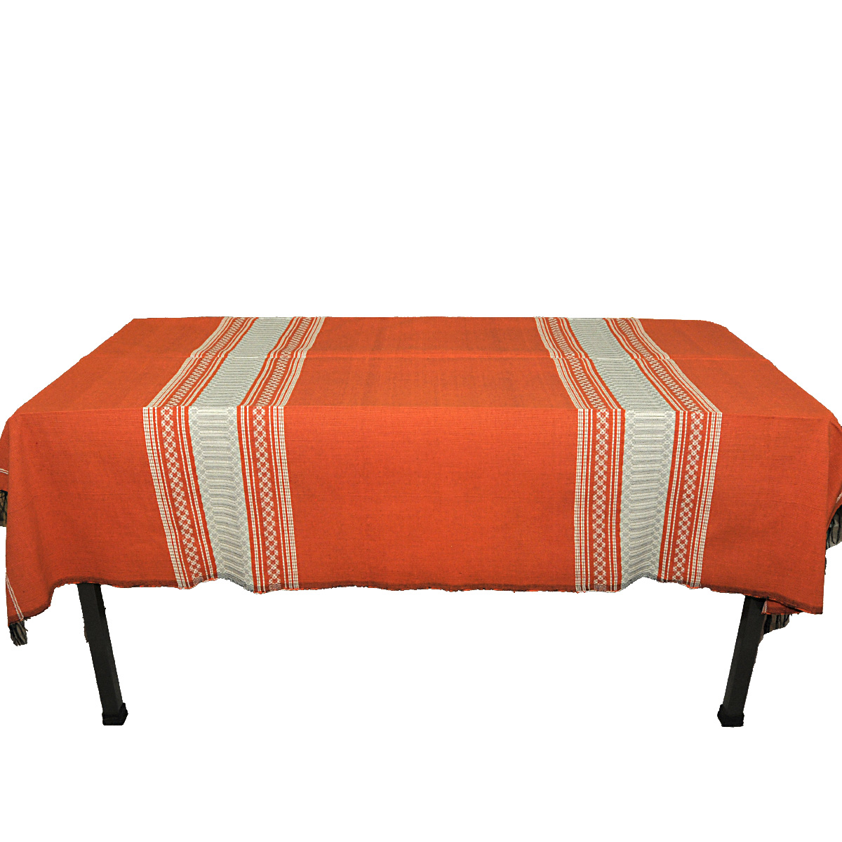 Mantel Rectangular Color Naranja, 100 % algodón. Hecho a Mano.