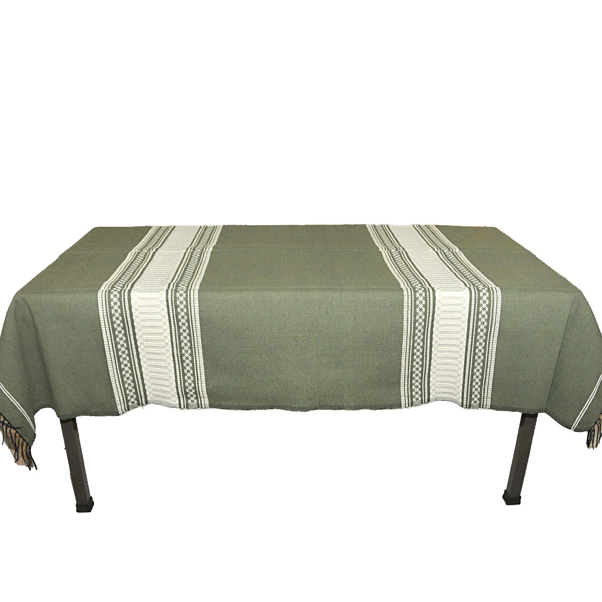Mantel Rectangular Color Verde OLivo, 100 % algodón. Hecho a Mano.